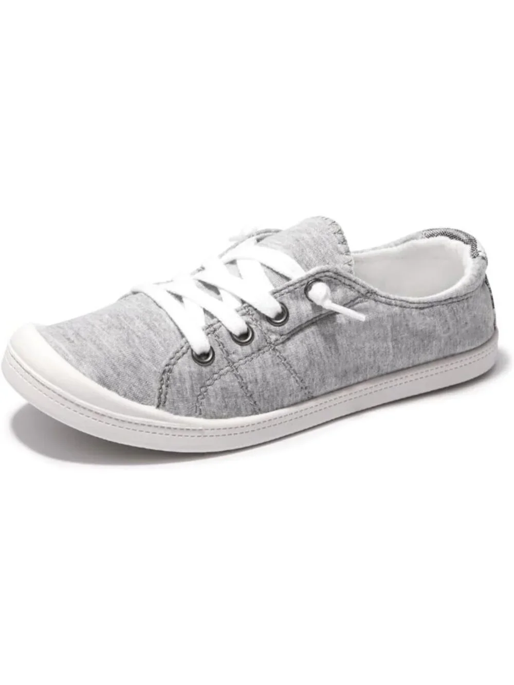 Women's Grey Tennis Shoes Classic Canvas Low Top Athletic Running Sneakers